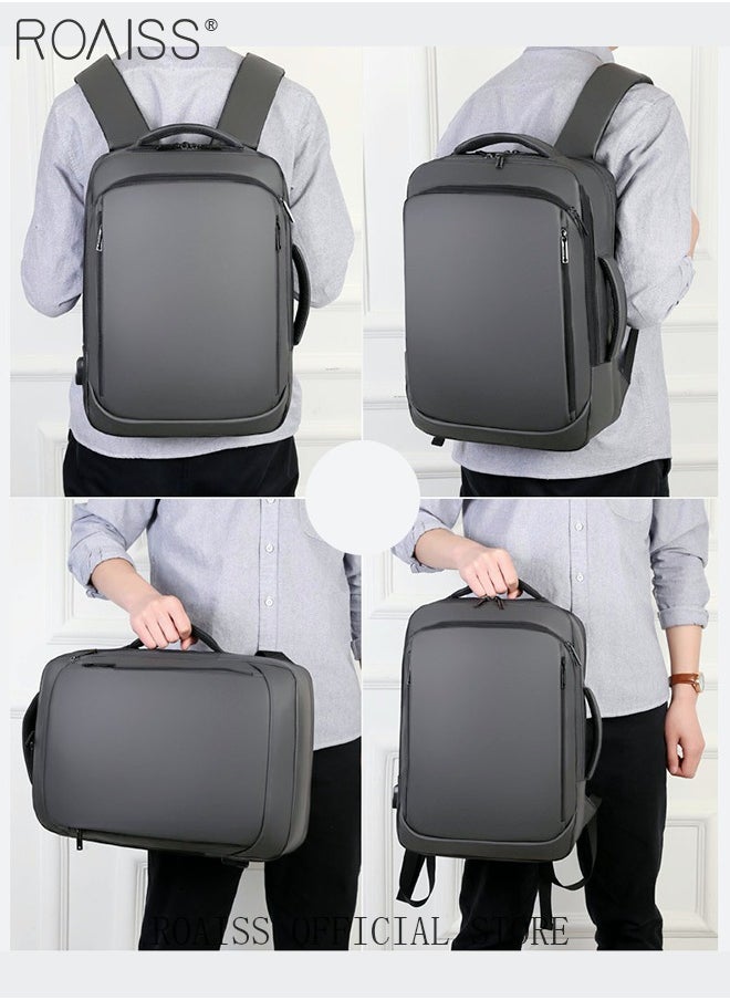roaiss - Waterproof Nylon Backpack Casual Breathable Large Capacity Laptop Multifunction School Bag with USB Port for Men Work Travel Flight Business Grey - Image 1