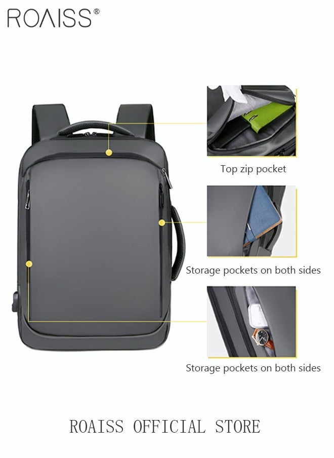 roaiss - Waterproof Nylon Backpack Casual Breathable Large Capacity Laptop Multifunction School Bag with USB Port for Men Work Travel Flight Business Grey - Image 1