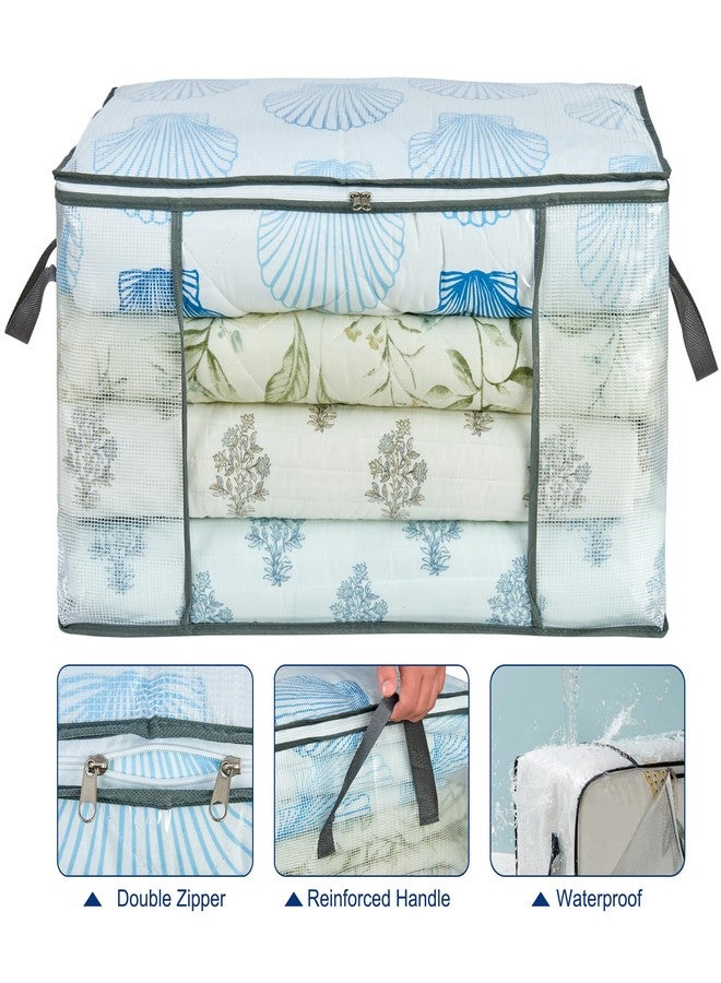 MKOKYD 80L Clear Large Storage Bag, Clothes Storage Containers for Organizing Closet, Bedroom, Underbed, Comforters, Clothing, Blankets, Pillow, Foldable Organizer with Sturdy Handle and Zippers (8) - Image 4