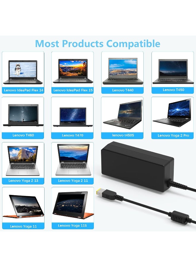 Zexen 65W Laptop Charger Fit for Lenovo Thinkpad, Square Tip, Non-USB-C Thinkpad X1 Carbon T440 T450 T460 T470 X240 X250 X260 X270 E L Series, Yoga 260 14, Ideapad 300 500 700, W550S S43120V 3.25A - Image 2
