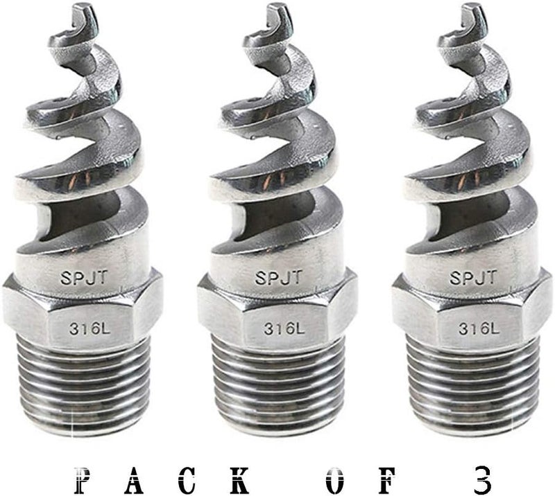 beduan 1/2" Male Spiral Cone Atomization Nozzle Stainless Steel(316) Dust Remove Atomized Sprayer for Gas Cooling, Washing, Fire Proof (Pack of 3) - Image 1
