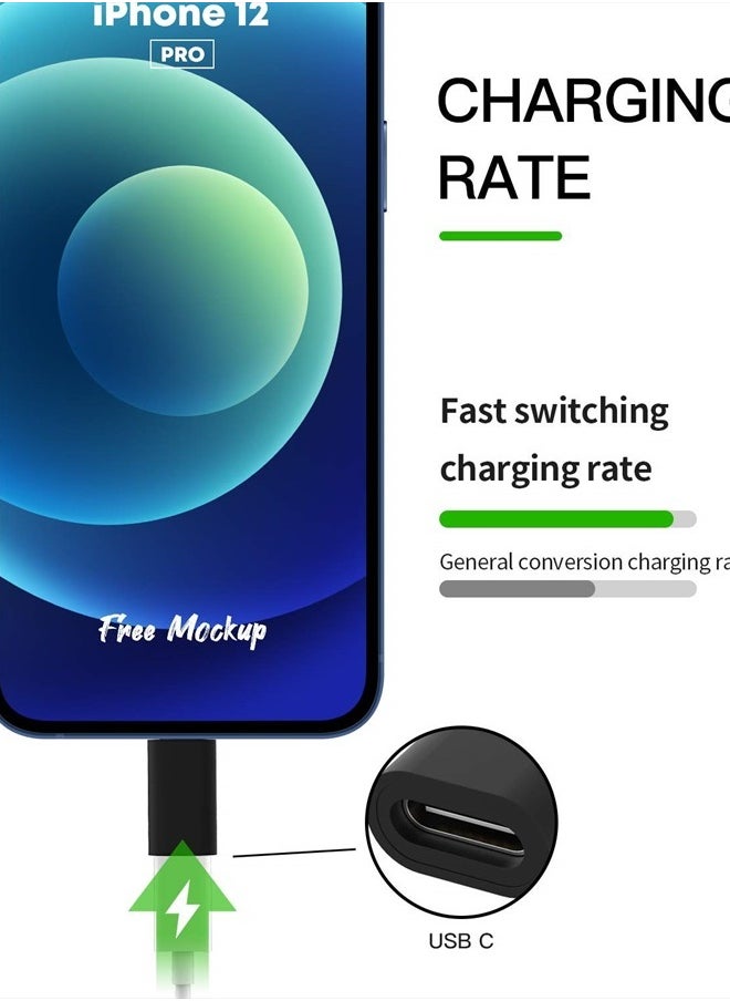 zoyuzan 3Pack,USB-C Female to Lightning Male Adapter,Lightning to USB C Adapter,Type C Cable Charger Adaptor for Apple iPhone 12 11 Mini PRO MAX XS XR X SE2 7 8Plus Ipad AIR Airpods USBC Charging Converter  - Image 5