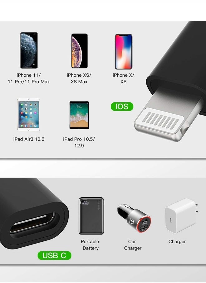 zoyuzan 3Pack,USB-C Female to Lightning Male Adapter,Lightning to USB C Adapter,Type C Cable Charger Adaptor for Apple iPhone 12 11 Mini PRO MAX XS XR X SE2 7 8Plus Ipad AIR Airpods USBC Charging Converter  - Image 4