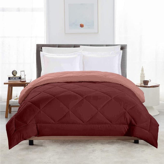 TUNDWALS MICROFIBER REVERSIBLE SOLID EXTRA COMFORT SOFT COMFORTERBLANKET DOUBLE BED 210 GSM QUILT RED ROSE 1 PIECE