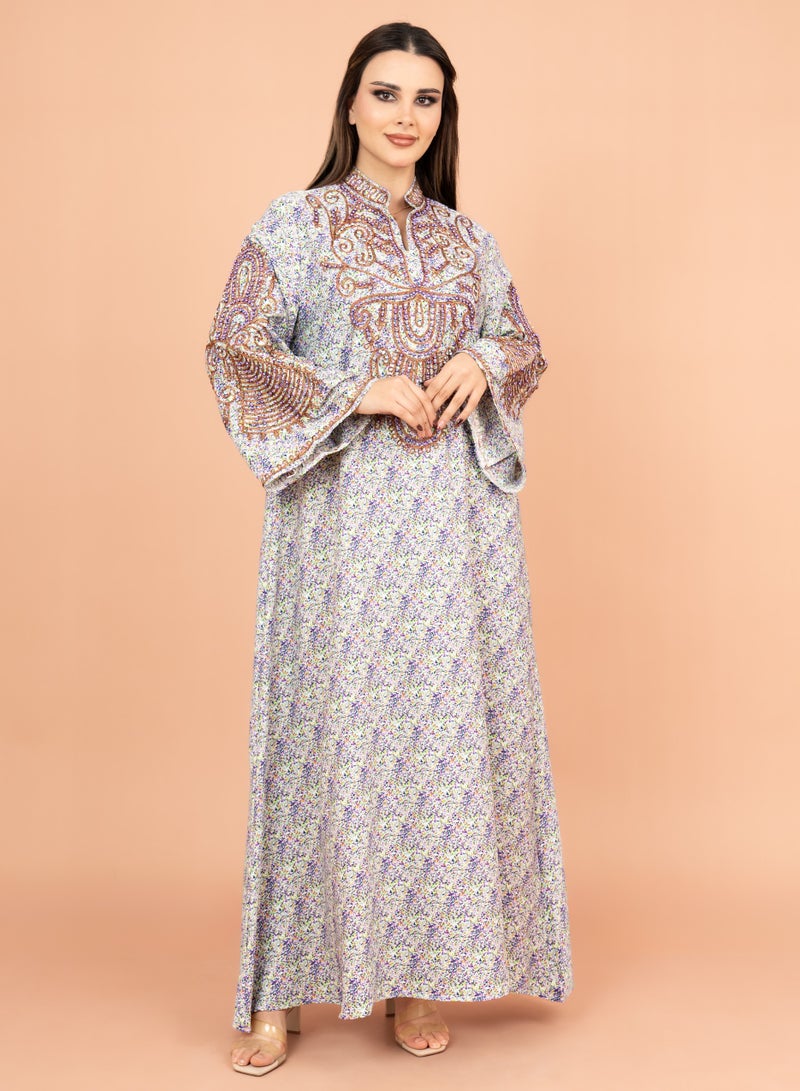 IKKXA Crystal and Thread Elegance Jalabiya IK1010 Purple - Image 1