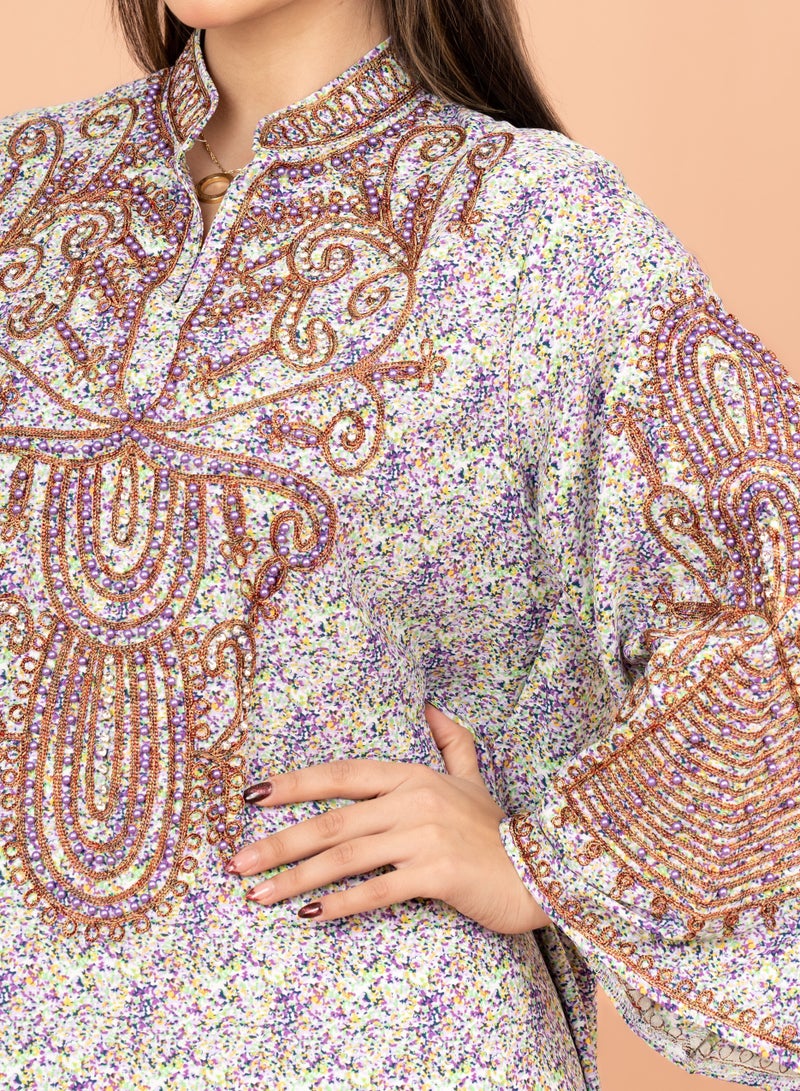 IKKXA Crystal and Thread Elegance Jalabiya IK1010 Purple - Image 2