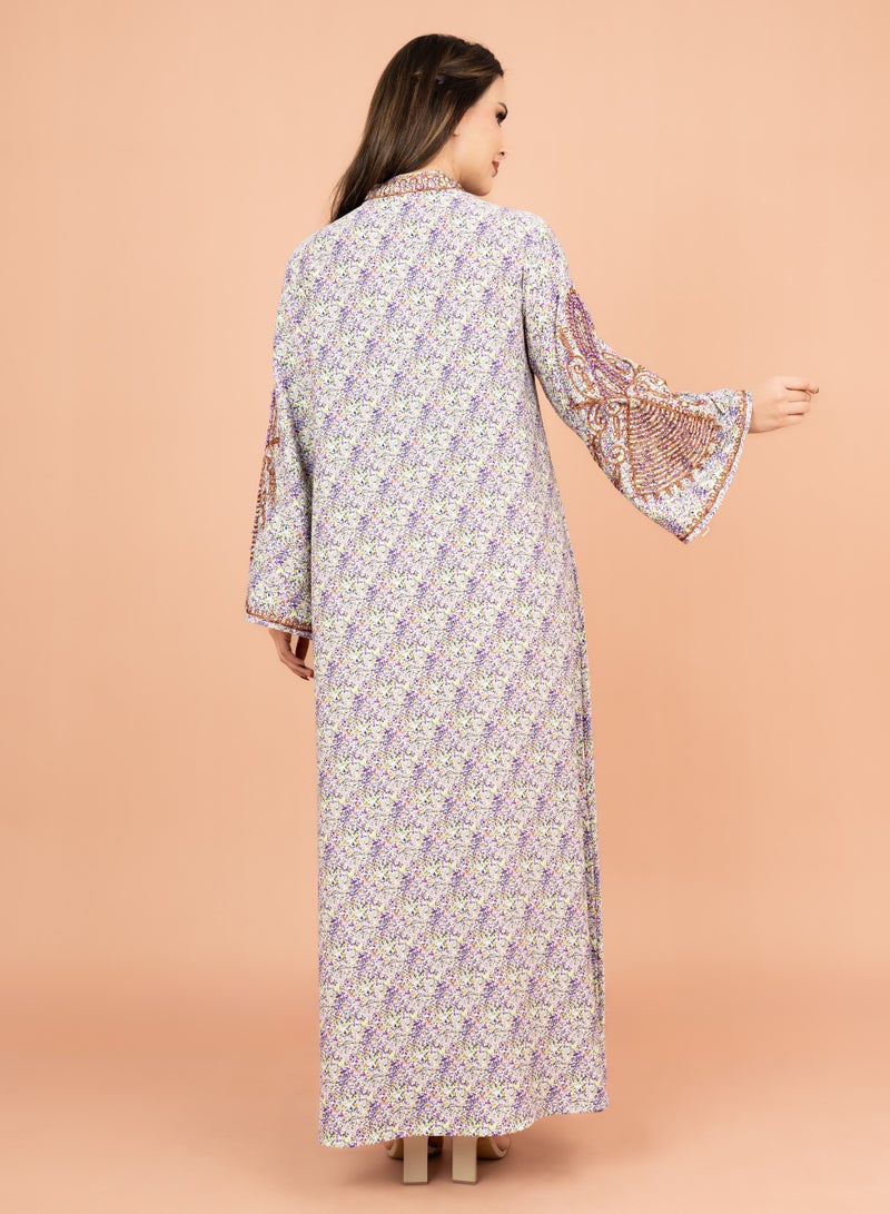 IKKXA Crystal and Thread Elegance Jalabiya IK1010 Purple - Image 4
