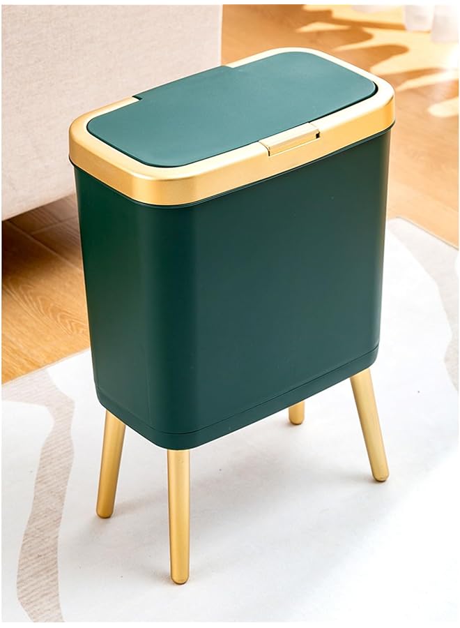 BEROZA Trash can, cat and dog proof trash can, Press-type lid opening, household plastic trash can, suitable for bedroom, living room, kitchen, bathroom (Green) - Image 1