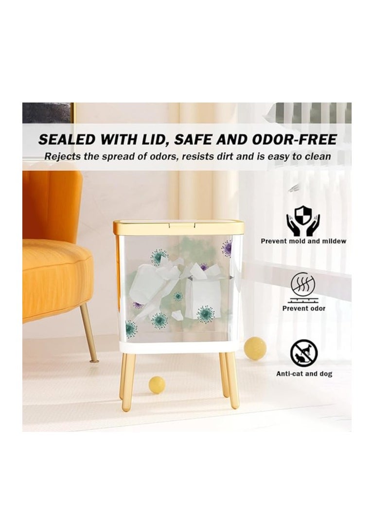 BEROZA Trash can, cat and dog proof trash can, Press-type lid opening, household plastic trash can, suitable for bedroom, living room, kitchen, bathroom (Green) - Image 2