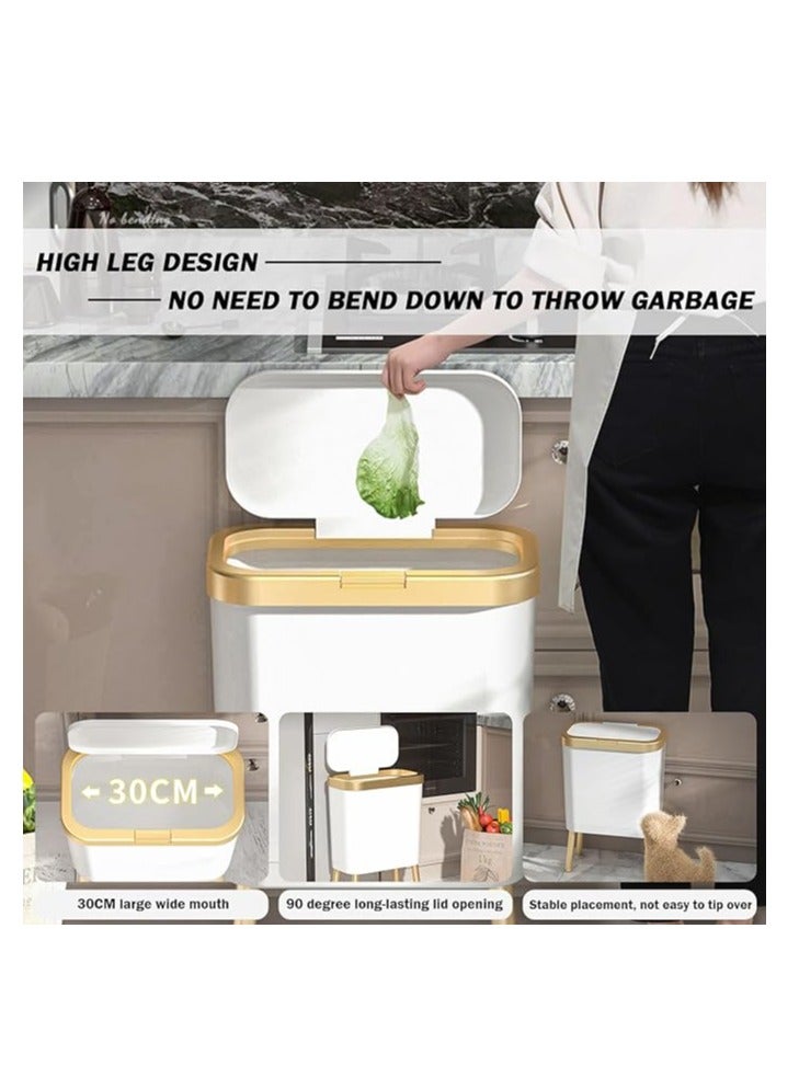 BEROZA Trash can, cat and dog proof trash can, Press-type lid opening, household plastic trash can, suitable for bedroom, living room, kitchen, bathroom (Green) - Image 3