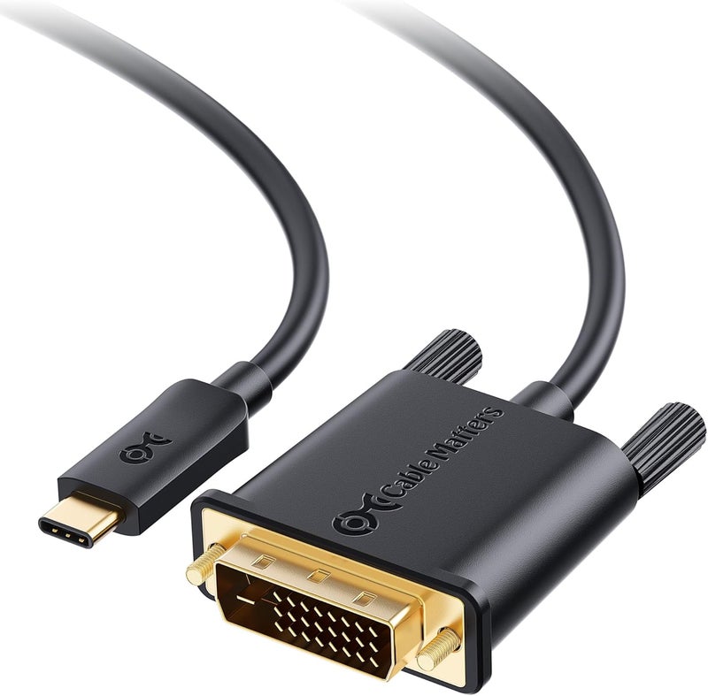 CableMatters USB C to DVI Cable (USB-C to DVI Cable) 6 ft - Thunderbolt 4 / USB4 / Thunderbolt 3 Port Compatible with MacBook Pro, Dell XPS 13, 15, HP Spectre x360, Surface Pro - Image 1