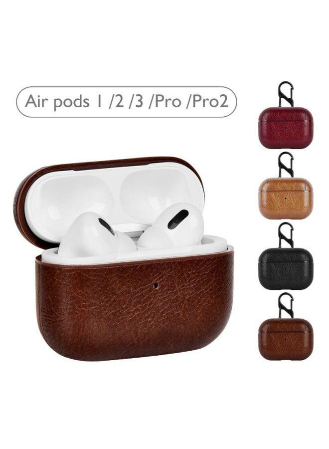 Applicable To Apple Wireless Bluetooth Headset Protective Cover Airpods2/3/4/pro2 Skin Conjoined Protection-Color:Dark Brown-Model:airpods Pro - Image 2