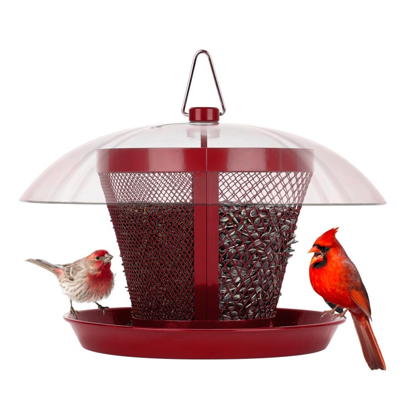 Kingsyard Bird Feeder for Outside, Dual-Use Metal Mesh Wild Bird Feeder with Weatherproof Dome Dual, 2.5 lbs Seed Capacity for Finch Cardinal - Image 1