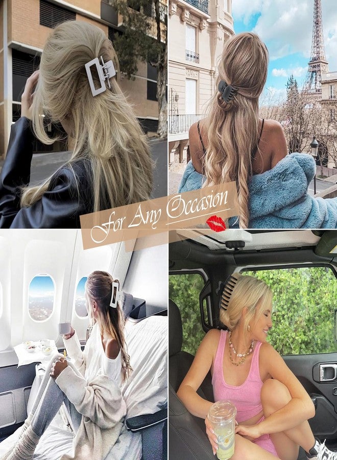 Sisiaipu 8 Pcs Large Claw Clips for Thick Hair, Medium Claw Clips, Small Clips for Thin Hair, Rectangle Square Butterfly Clips for Women - 4 Style Accessories (Grey) - Image 5