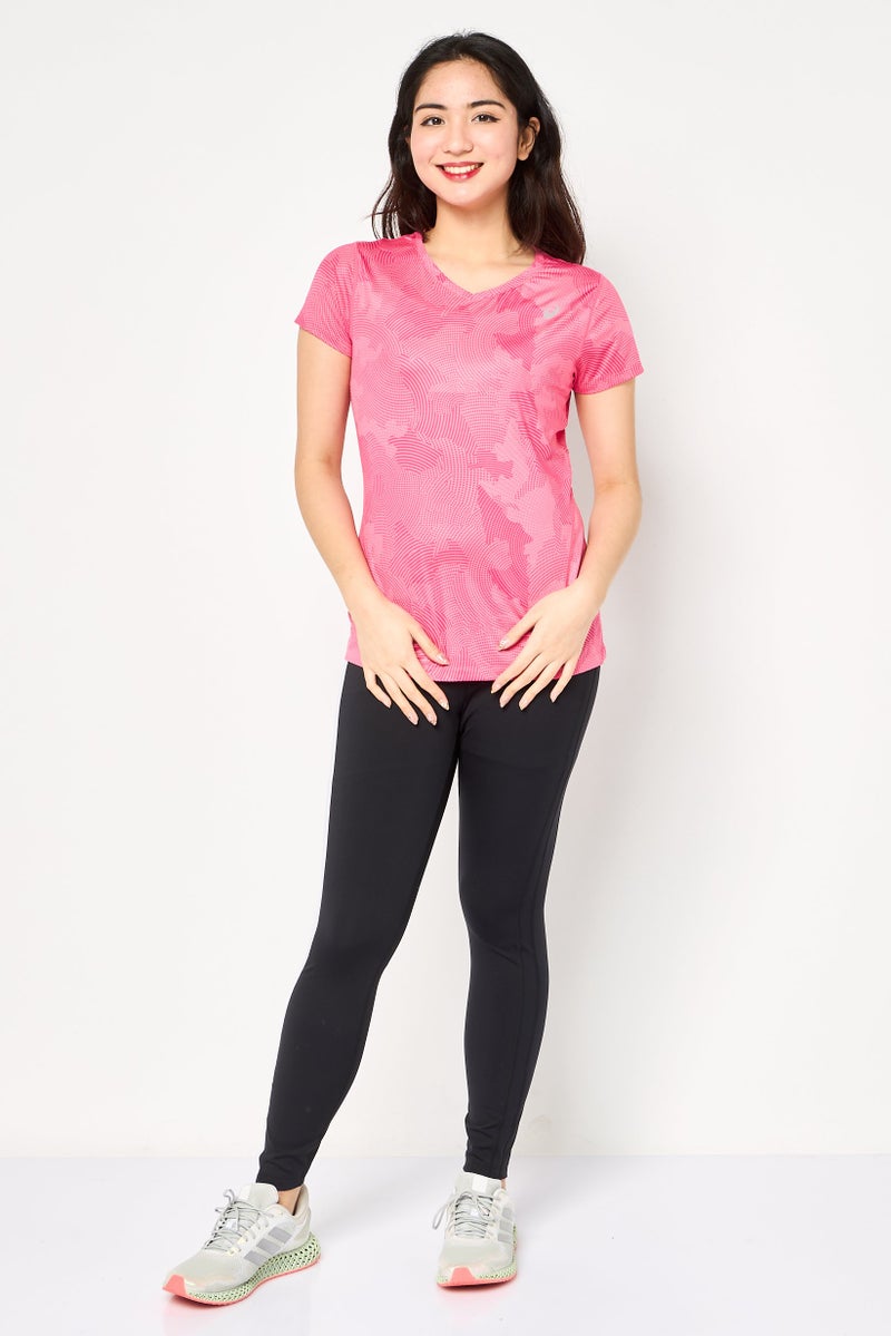 asics تي شيرت تدريب قصير الأكمام للنساء، وردي - Image 2