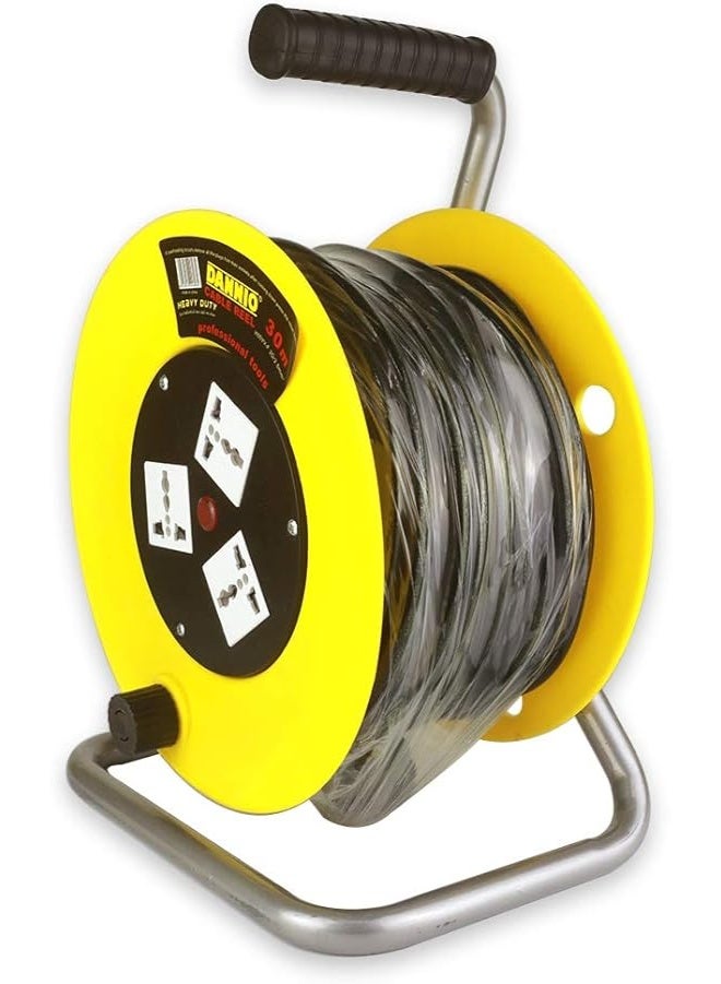 Dannio Power Extension Cable Reel 30M 2.5mm with 3 sockets (Black) - Image 3