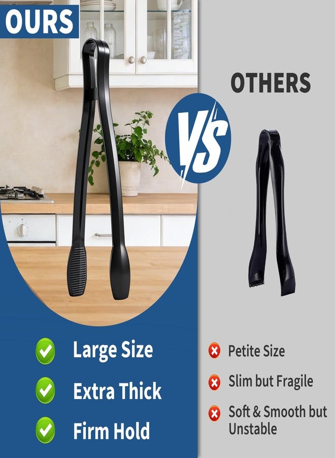 OAKDOLCHE 36 Pcs Plastic Serving Utensils Set, 9'' Heavy Duty Disposable Serving Spoons, Forks & Tongs, Large Black Party Serving Supplies for Buffet, Restaurant, Catering, Salad, Pasta & Soup - Image 5