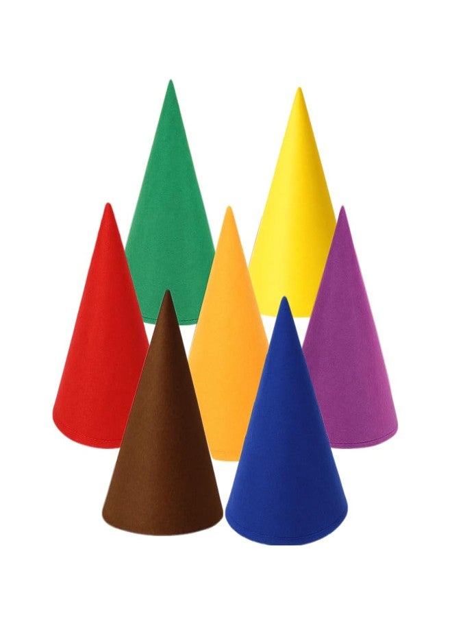JECOMPRIS 7 Pcs Felt Cone Gnome Hats: Christmas Elf Hat Unisex Dwarf Costume Hats for Christmas Halloween Birthday Party Dress Up - Image 1