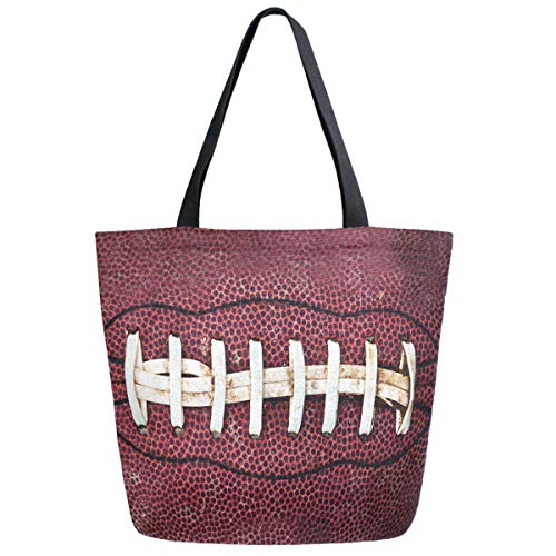ZzWwR Chic Extra Large Shoulder Grocery Tote Bag, 3D Close Up Of American Football Print Canvas Reusable Handle Bags for Men Women Gym Weekender Picnic Beach Travel Home Storage Market Shopping - Image 1