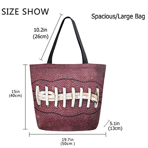 ZzWwR Chic Extra Large Shoulder Grocery Tote Bag, 3D Close Up Of American Football Print Canvas Reusable Handle Bags for Men Women Gym Weekender Picnic Beach Travel Home Storage Market Shopping - Image 2