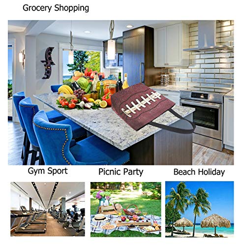 ZzWwR Chic Extra Large Shoulder Grocery Tote Bag, 3D Close Up Of American Football Print Canvas Reusable Handle Bags for Men Women Gym Weekender Picnic Beach Travel Home Storage Market Shopping - Image 5