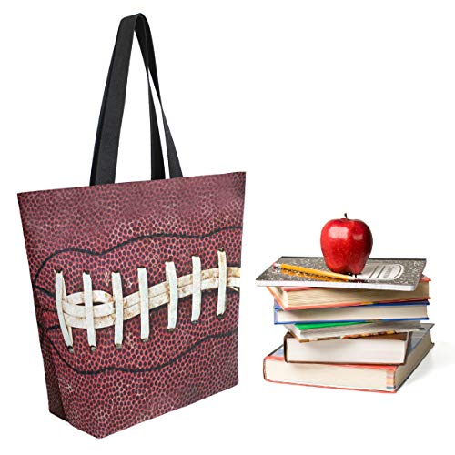 ZzWwR Chic Extra Large Shoulder Grocery Tote Bag, 3D Close Up Of American Football Print Canvas Reusable Handle Bags for Men Women Gym Weekender Picnic Beach Travel Home Storage Market Shopping - Image 4