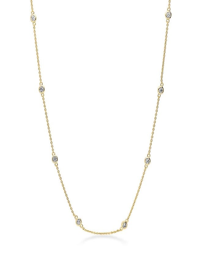 بيركيل قلادة بيريكل النسائية من الفضة الإسترليني المطلية بالذهب الأصفر والمرصعة بالزركونيا المكعبة، تُباع بالمتر. - Image 1