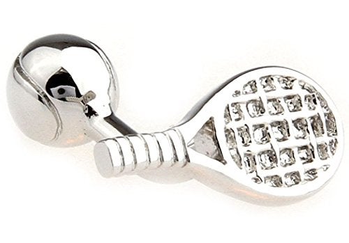 MRCUFF Tennis Racquet and Ball Pair Cufflinks in a Presentation Gift Box & Polishing Cloth - Image 1