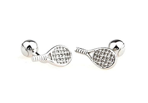 MRCUFF Tennis Racquet and Ball Pair Cufflinks in a Presentation Gift Box & Polishing Cloth - Image 3
