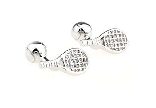 MRCUFF Tennis Racquet and Ball Pair Cufflinks in a Presentation Gift Box & Polishing Cloth - Image 2