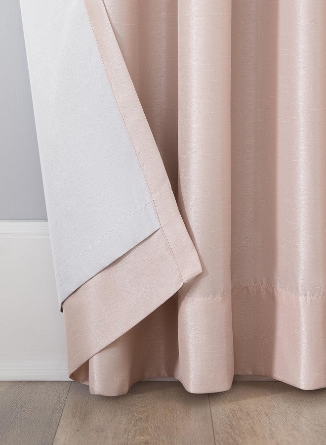 Sun Zero Greyson Faux Dupioni Silk Thermal Extreme Total Blackout Back Tab Curtain Panel, 50" x 84", Blush Pink - Image 5