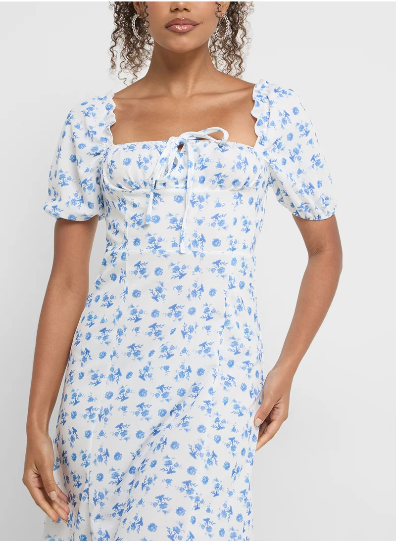 Ginger Puff Sleeves Ditsy Floral Milkmaid Sundress