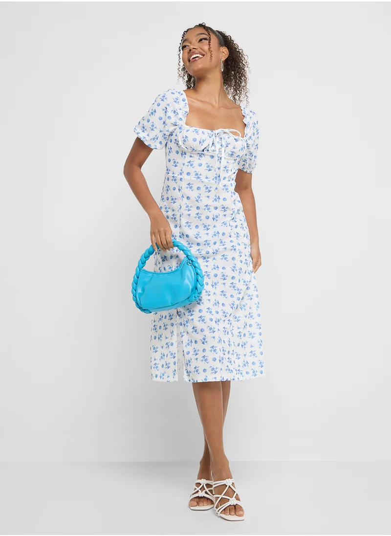 Ginger Puff Sleeves Ditsy Floral Milkmaid Sundress