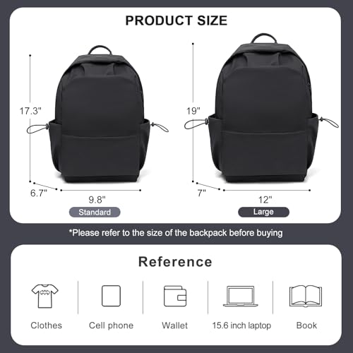 coofay Large Black Backpack For Women Small Backpacks For School Bag School Backpack For College Bookbag For Women Waterproof Gym Backpack For Men Book Bags - Image 3