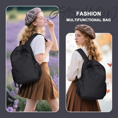 coofay Large Black Backpack For Women Small Backpacks For School Bag School Backpack For College Bookbag For Women Waterproof Gym Backpack For Men Book Bags - Image 2