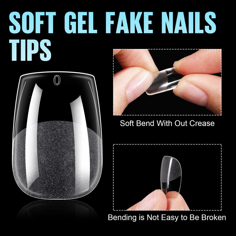 TOMICCA نصائح أظافر تومايكا القصيرة جدًا 240 قطعة 15 حجم تغطية كاملة أظافر جل، نصائح أظافر أكريليك جل ناعمة لتمديد الأظافر - Image 3