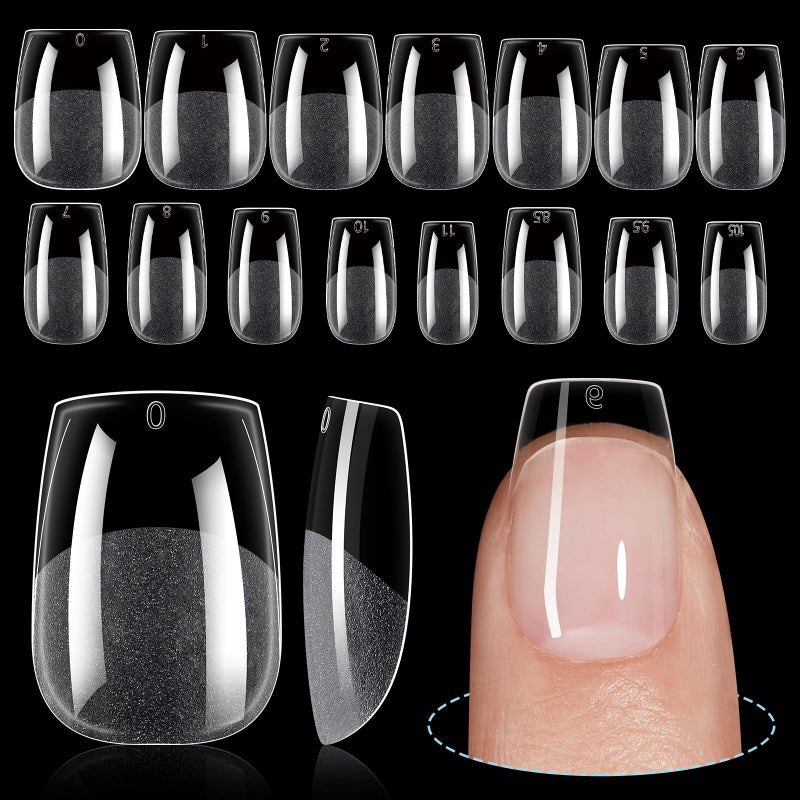 TOMICCA نصائح أظافر تومايكا القصيرة جدًا 240 قطعة 15 حجم تغطية كاملة أظافر جل، نصائح أظافر أكريليك جل ناعمة لتمديد الأظافر - Image 1