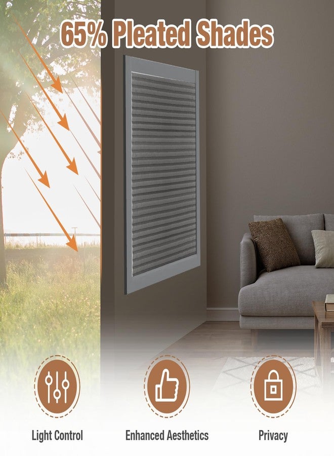 Zipcase 6 Pack Window Blackout Shades, 65% Shading Cordless Light Filtering Pleated Paper Shades, 36 in x 72 in(Fits Windows 19”- 36”), Grey - Image 2