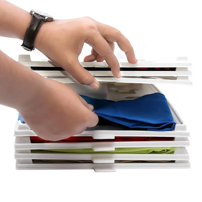 POOMPARA AntiWrinkle Stackable Cloth and FileReceipt Board Wardrobe Organizer Trays with Plastic Dividers White 41cm x 29cm Pack of 10 Sheets Cloth organizer - Image 4
