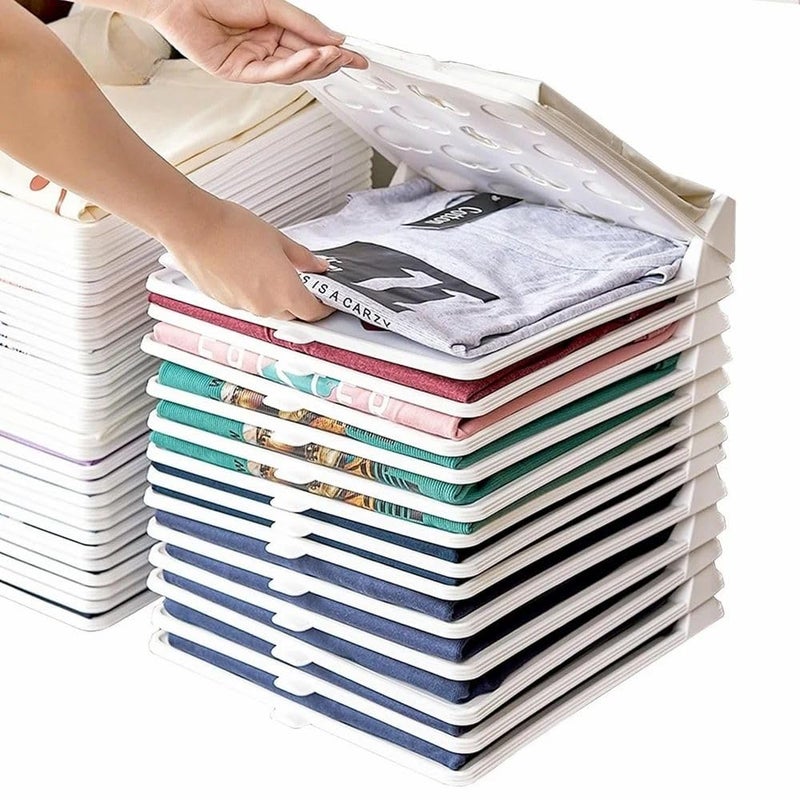 POOMPARA AntiWrinkle Stackable Cloth and FileReceipt Board Wardrobe Organizer Trays with Plastic Dividers White 41cm x 29cm Pack of 10 Sheets Cloth organizer - Image 3