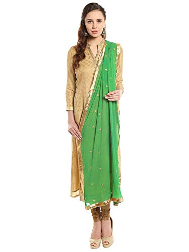 themilestocks Woman's Embroidered Chiffon Dupatta Scarf Shawl Wrap Soft Indian Bridal Wedding (Green) - Image 2