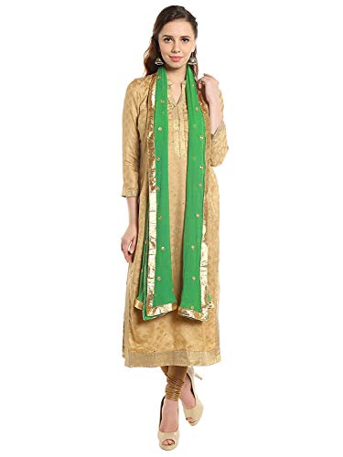 themilestocks Woman's Embroidered Chiffon Dupatta Scarf Shawl Wrap Soft Indian Bridal Wedding (Green) - Image 4