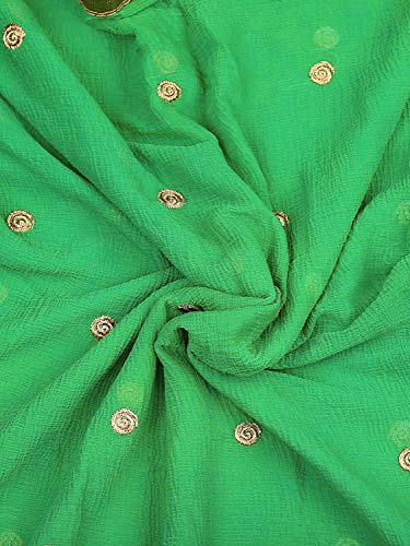 themilestocks Woman's Embroidered Chiffon Dupatta Scarf Shawl Wrap Soft Indian Bridal Wedding (Green) - Image 5