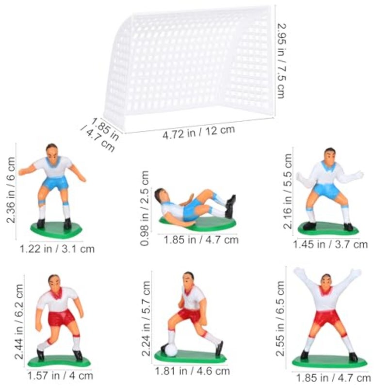 Football Cake Topper Set, Cake Topper with 6 Soccer Player Figures and 2 Goals Creative Sports Themed Birthday Decoration for Boys Non-Edible Soccer Party Decor - Image 4