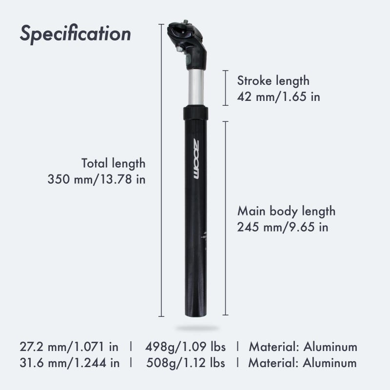 DJC Components DJC Bike Suspension Seatpost Shock Absorber Damper Post 27.2 30.9 31.6 mm, Lightweight Aluminum Body(Black Head,30.4mm(by Shim Adapter)) - Image 3