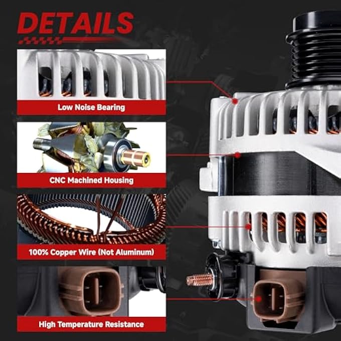 TSSLIIN High Output Alternator Upgraded For/Toyota Camry 2012-2015 For/RAV4 2009-2012 For/Scion tC 2011-2016 L4 2.5L 12V 100Amp CW 6-Groove Pulley 27060-36010 104210-2340 - Image 4
