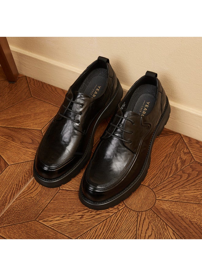 یاركون 【leap Month Shoes】أحذية دربي رجالية للخريف من الجلد، أحذية مكتب عادية مريحة للتنقل، أحذية رسمية من الجلد الطبيعي للمكتب - Image 2