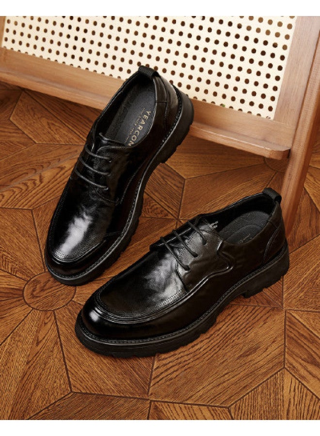 یاركون 【leap Month Shoes】أحذية دربي رجالية للخريف من الجلد، أحذية مكتب عادية مريحة للتنقل، أحذية رسمية من الجلد الطبيعي للمكتب - Image 1
