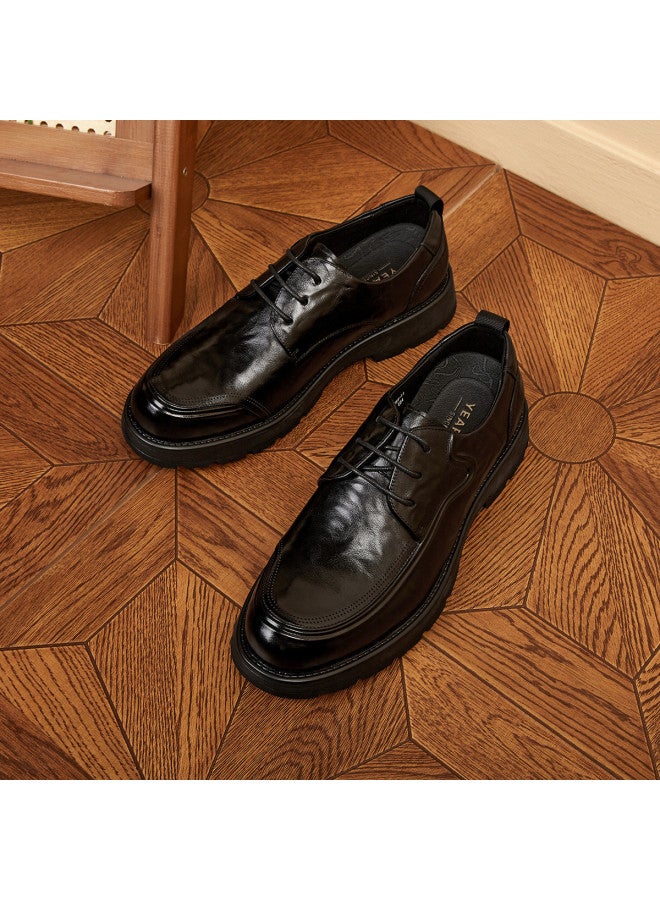 یاركون 【leap Month Shoes】أحذية دربي رجالية للخريف من الجلد، أحذية مكتب عادية مريحة للتنقل، أحذية رسمية من الجلد الطبيعي للمكتب - Image 3