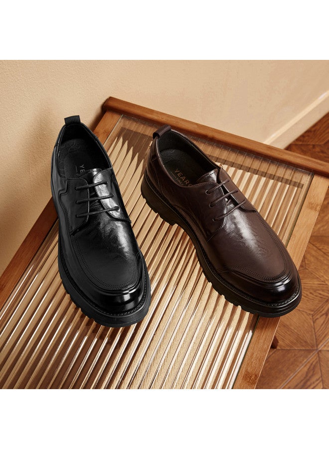 یاركون 【leap Month Shoes】أحذية دربي رجالية للخريف من الجلد، أحذية مكتب عادية مريحة للتنقل، أحذية رسمية من الجلد الطبيعي للمكتب - Image 5